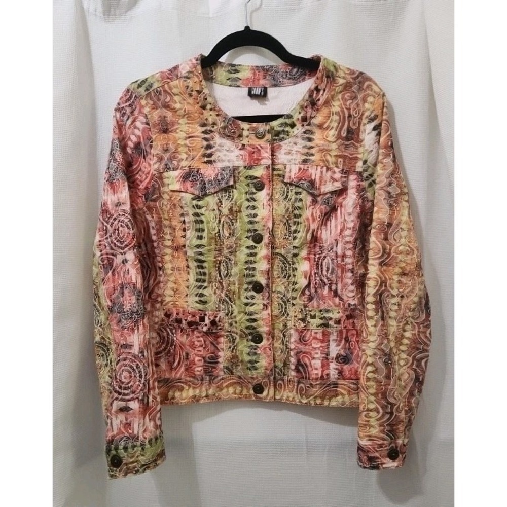 Gump's Jacket Blazer S Art to Wear Textured Boho‎ Festival Quilted Studded Artsy